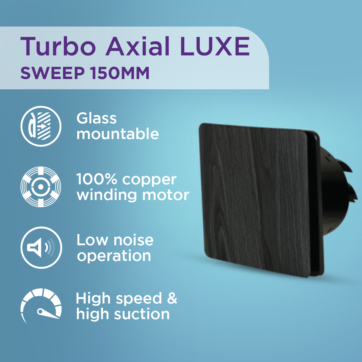 EcoLink Turbo Axial LUXE Exhaust Fan (Graphite Wood)