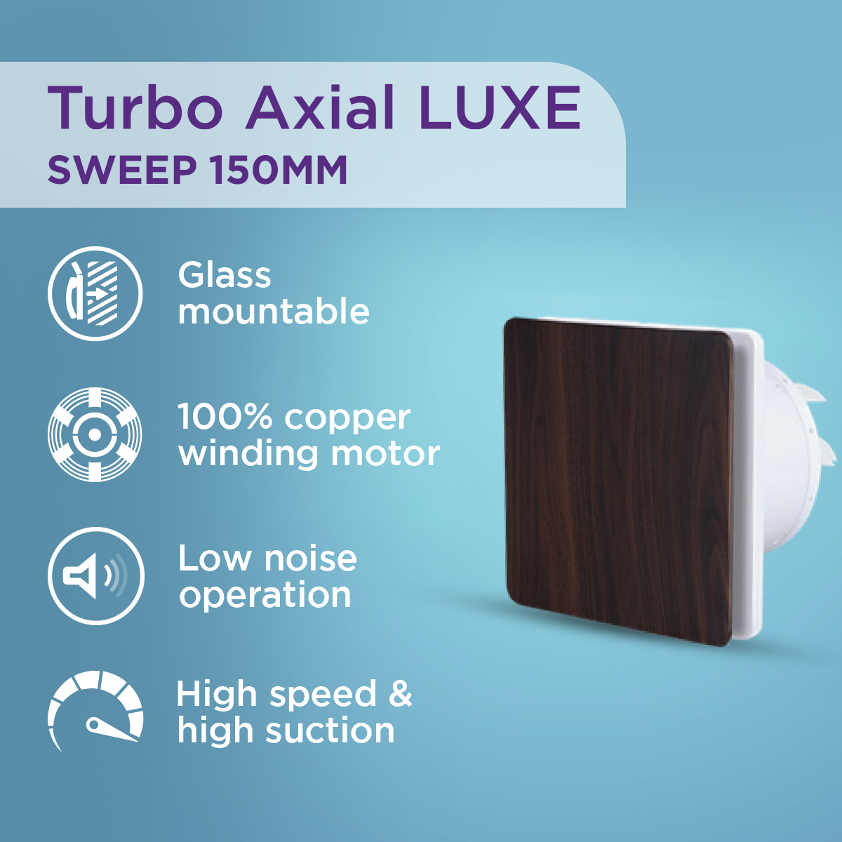 EcoLink Turbo Axial LUXE Exhaust Fan (Walnut Wood)