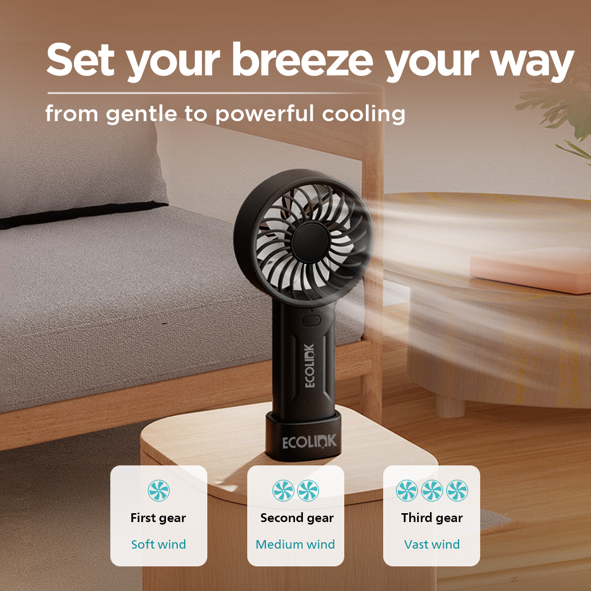 EcoLink Plus One Compact Portable Handheld Fan
