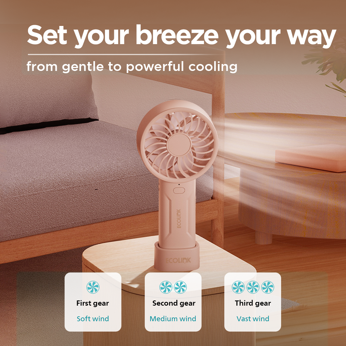 EcoLink Plus One Compact Portable Handheld Fan