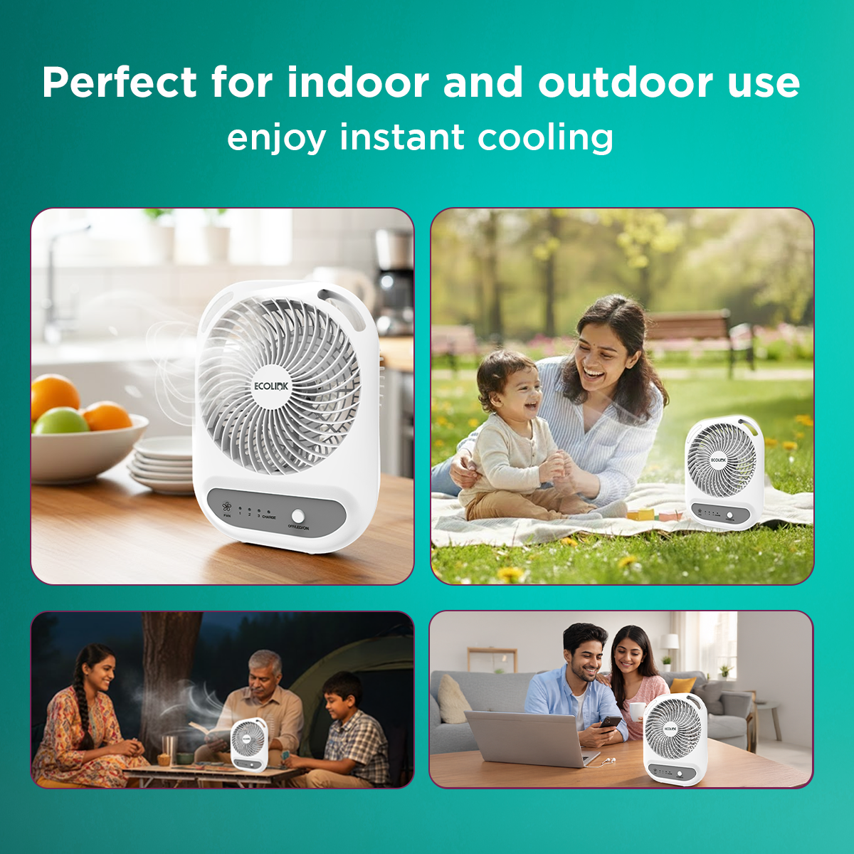 EcoLink Comfy Pro Personal Fan (White Grey)