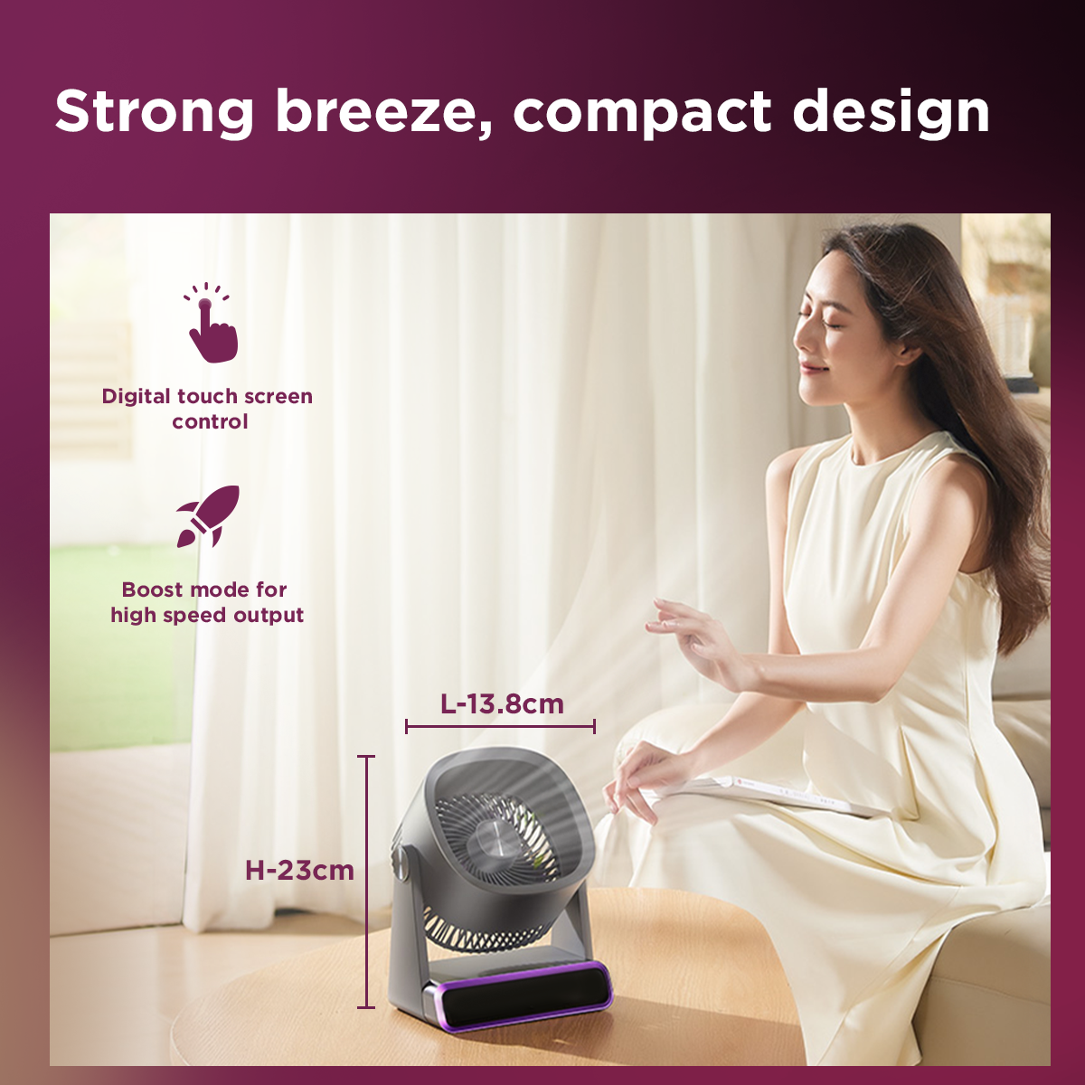 Ecolink Tiny Tornado  Personal Fan with Long-Lasting Battery (Purple)