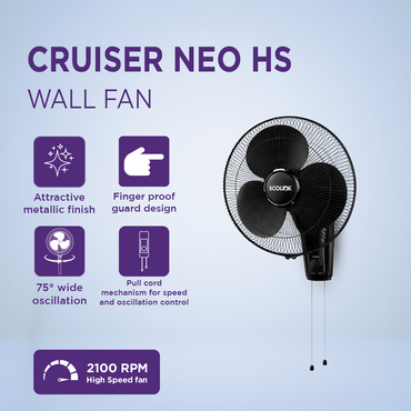 EcoLink Cruiser Neo Wall Fan (Black)