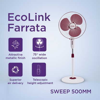 EcoLink Cruiser Neo Pedestal Table Fan (Maroon)