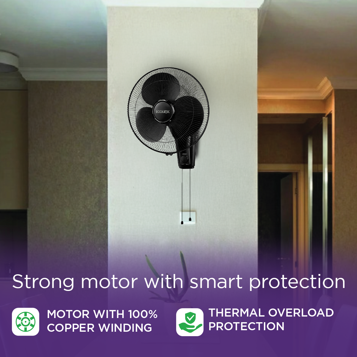 EcoLink Cruiser Neo Wall Fan (Black)