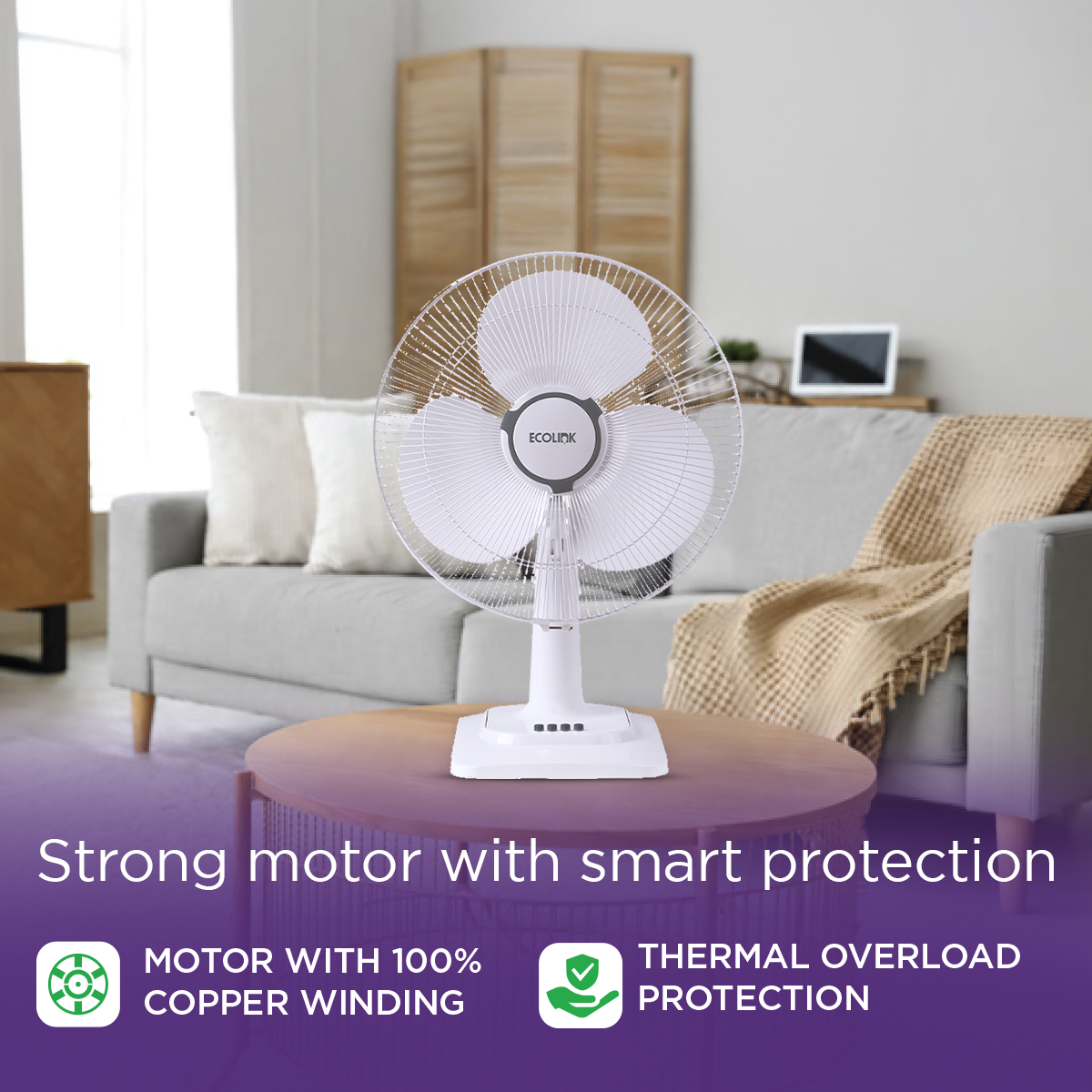 EcoLink Cruiser Neo Table Fan (White)