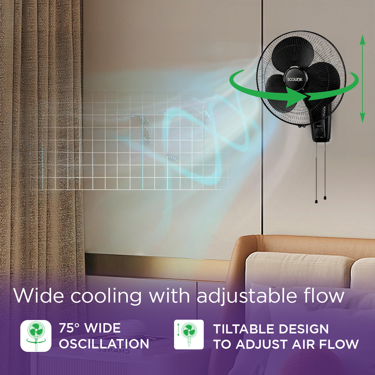 EcoLink Cruiser Neo Wall Fan (Black)