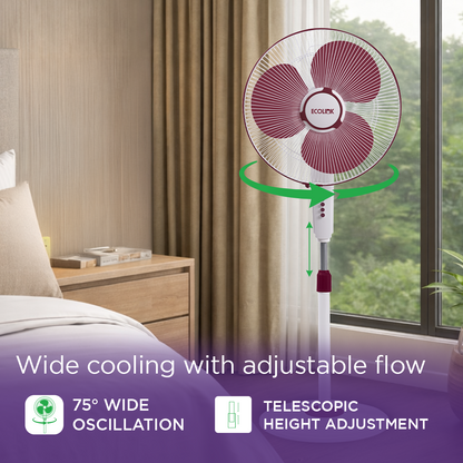 EcoLink Cruiser Neo Pedestal Table Fan (Maroon)