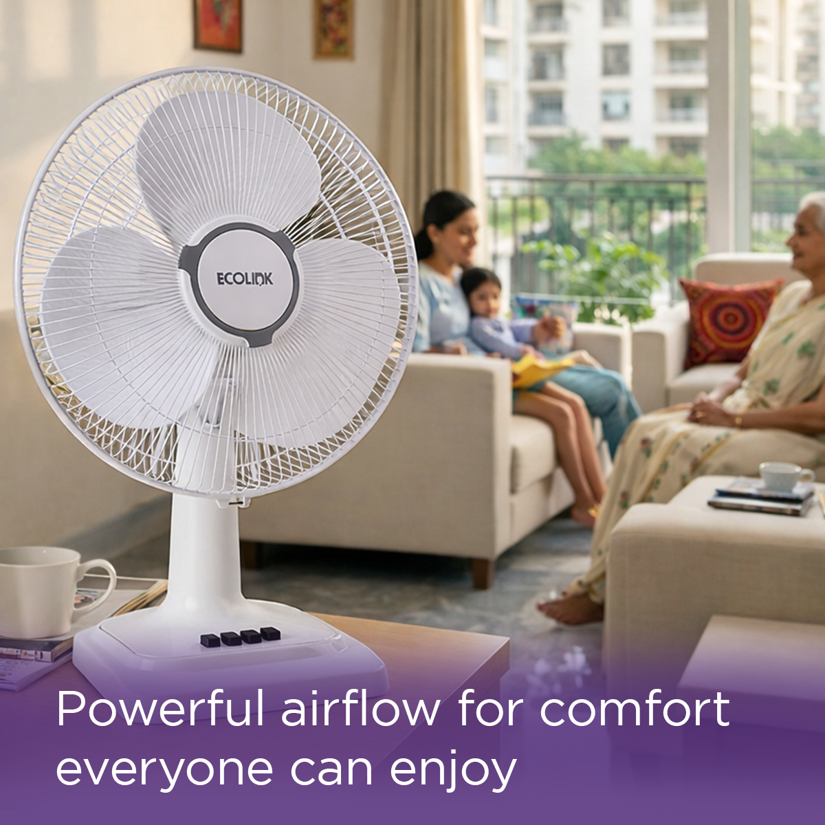EcoLink Cruiser Neo Table Fan (White)
