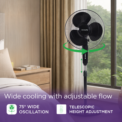 EcoLink Cruiser Neo Pedestal Table Fan (Black)