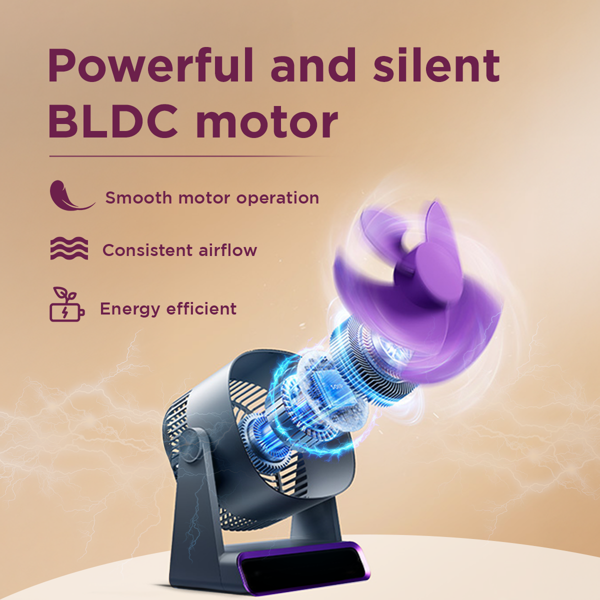 Ecolink Tiny Tornado  Personal Fan with Long-Lasting Battery (Purple)